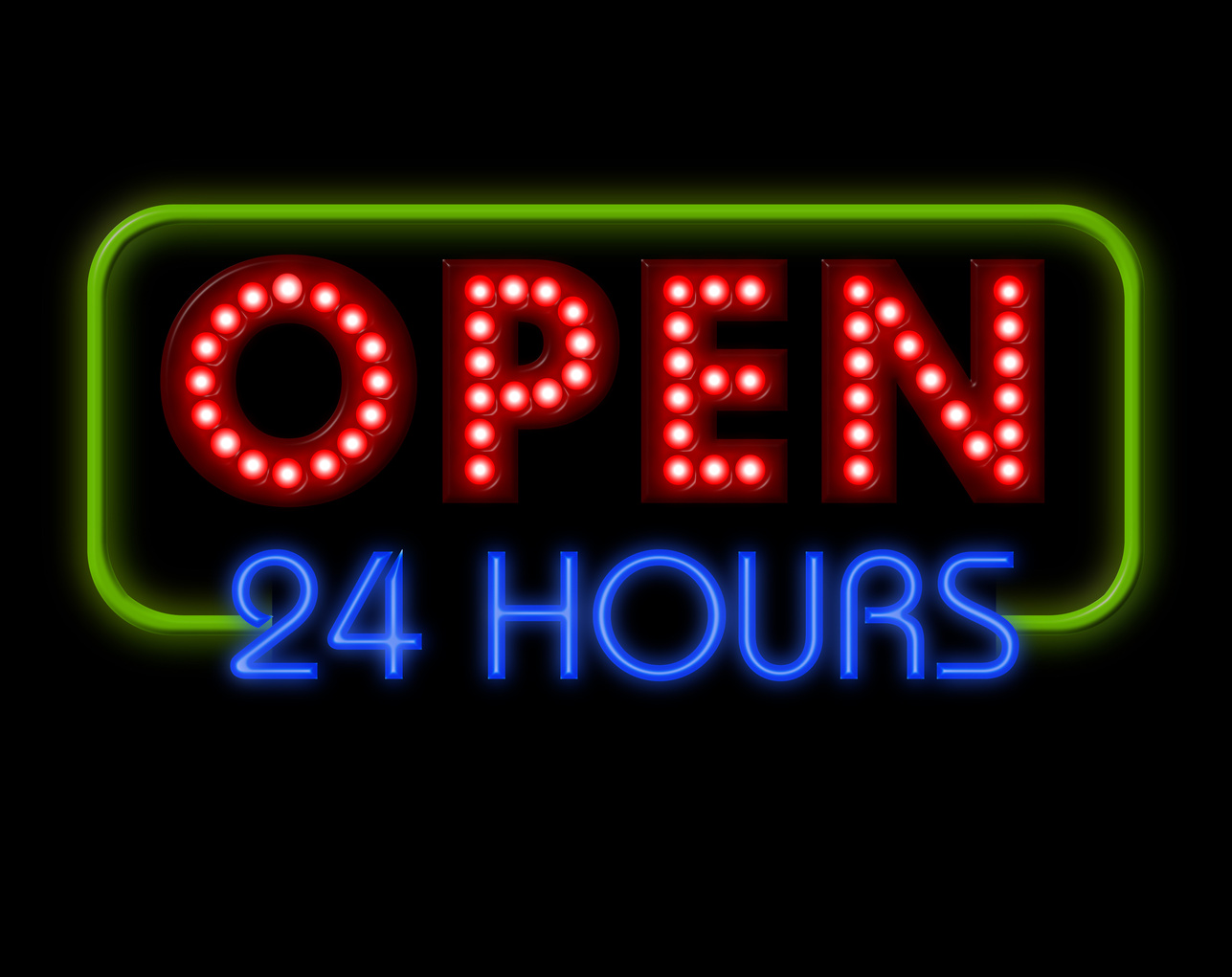 Neon Sign Open 24 hours